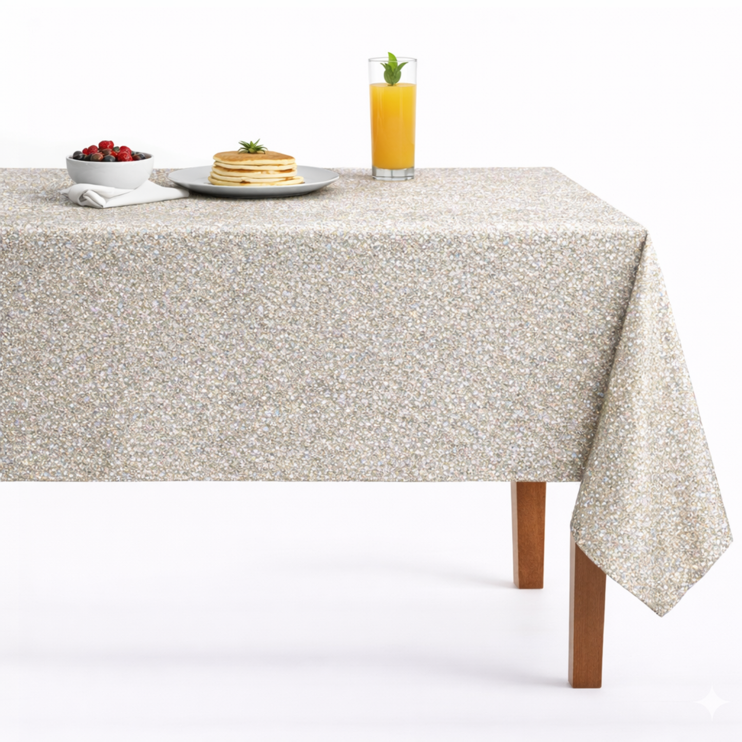 Silver Beacon Metallic Jacquard Tablecloth