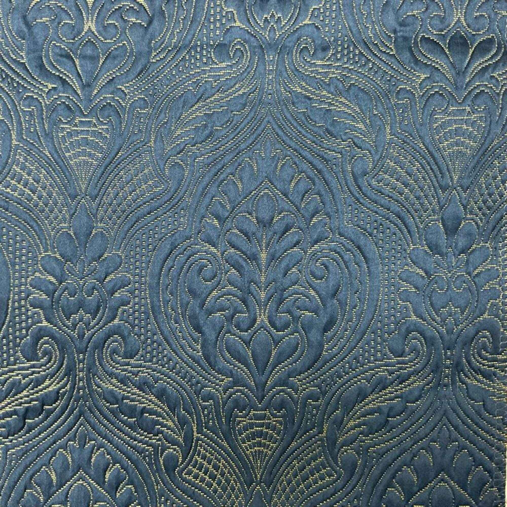 Navy/Gold Treasure Jacquard Fabric by the Yard - 115 Inch Wide