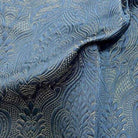 Navy/Gold Treasure Jacquard Fabric by the Yard - 115 Inch Wide
