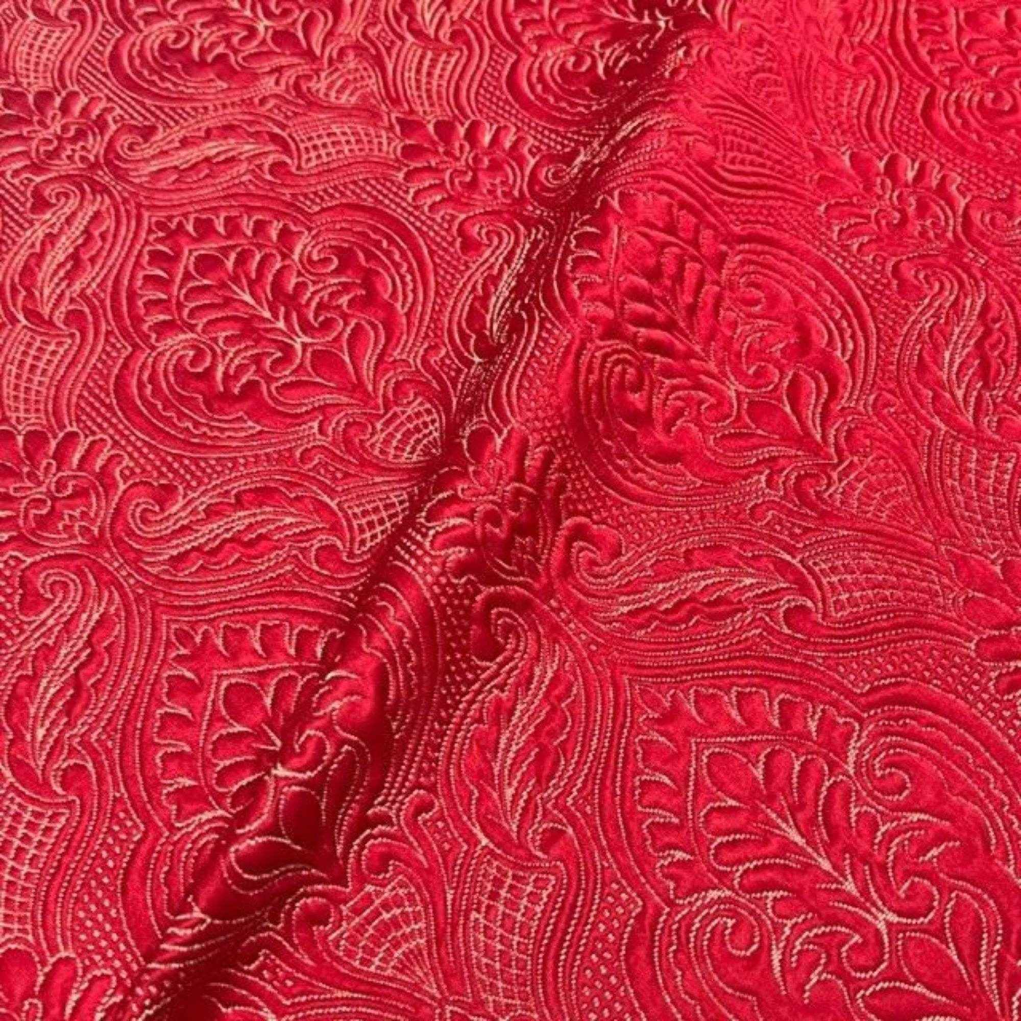 Red/Gold Treasure Jacquard Fabric by the Yard - 115 Inch Wide