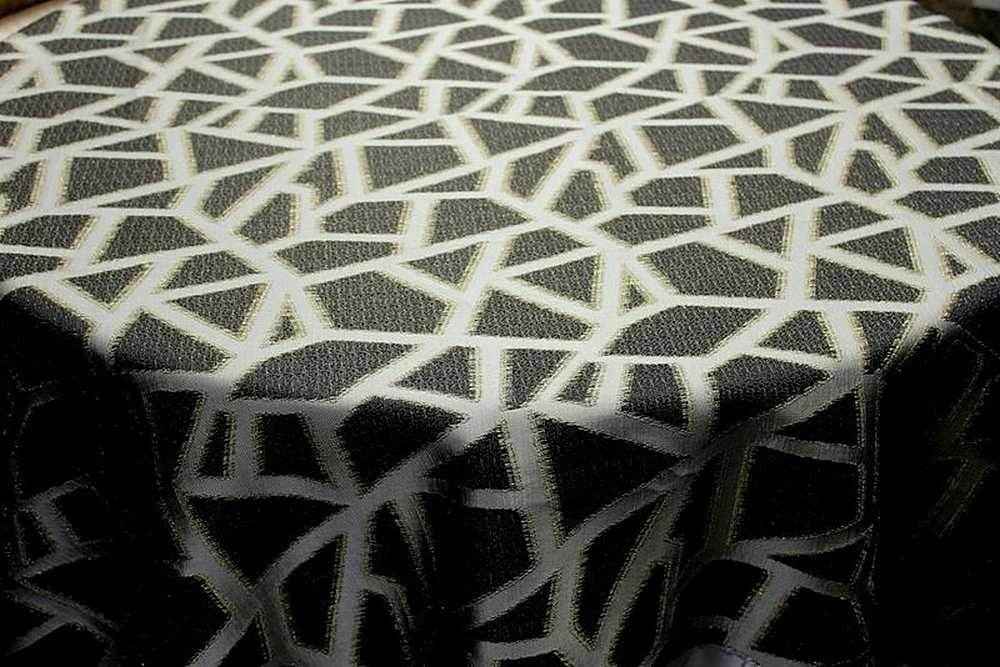 Midnight Triangle Metallic Jacquard Fabric by the Yard - 58 Inch Wide