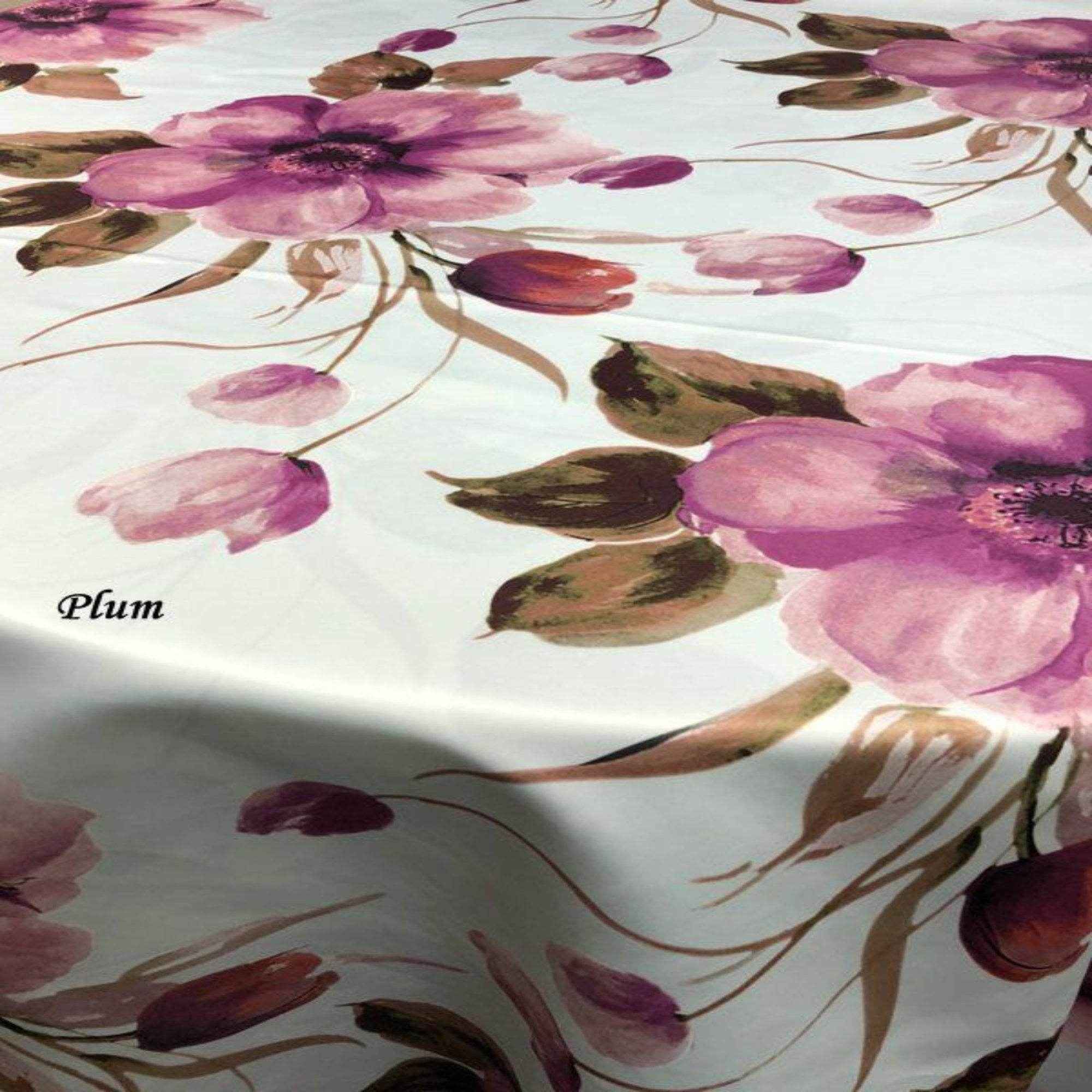 Plum TROPICAL Floral Digital Print Satin Fabric - Cotton Hand - 58 Inch. in Width Fabric by the Yard - 58 Inch Wide