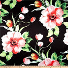 TROPICAL Floral Digital Print Satin - Tablecloth - Rose-Black