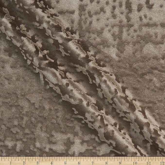 Taupe Abstract Crushed Velvet Fabric by the Yard - 118 Inch Wide