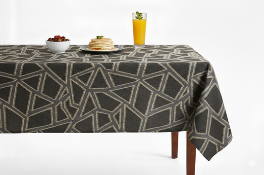 Triangle Metallic Jacquard Tablecloth - Midnight