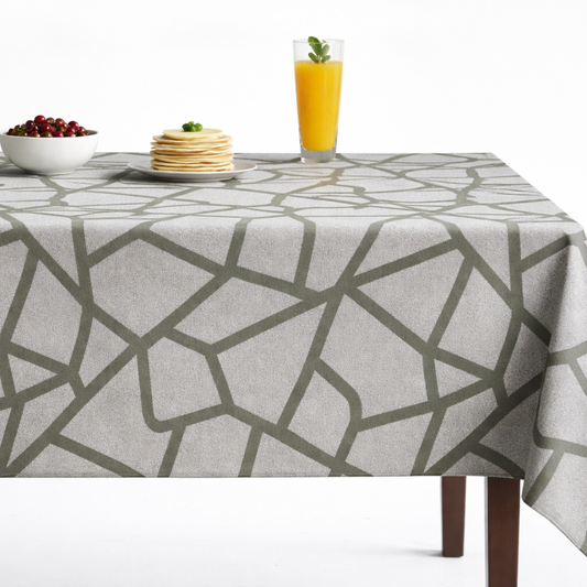 Triangle Metallic Jacquard Tablecloth - Sage