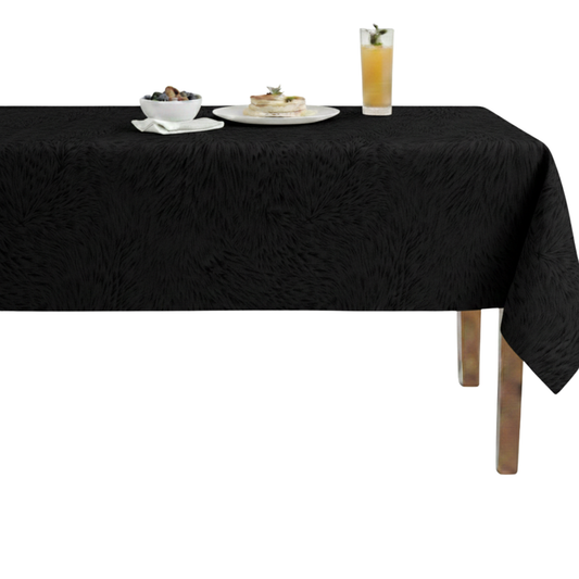 Huntsville Brocade Velvet Tablecloth – Black