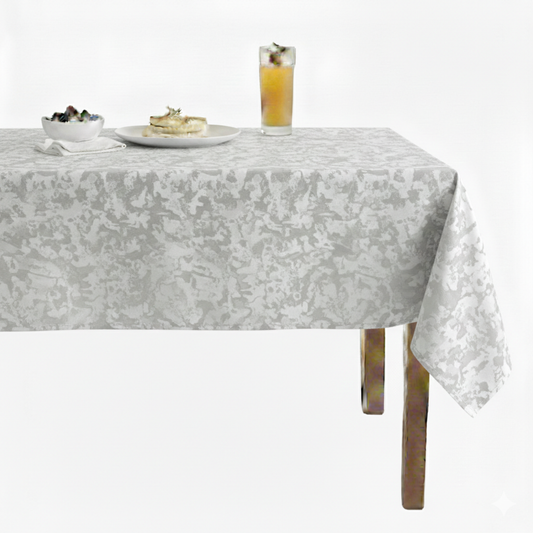 Abstract Crushed Velvet Tablecloth –White