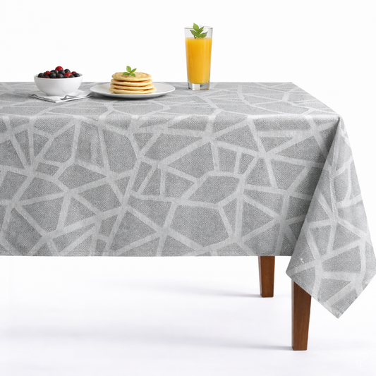 Triangle Metallic Jacquard Tablecloth - Crystal