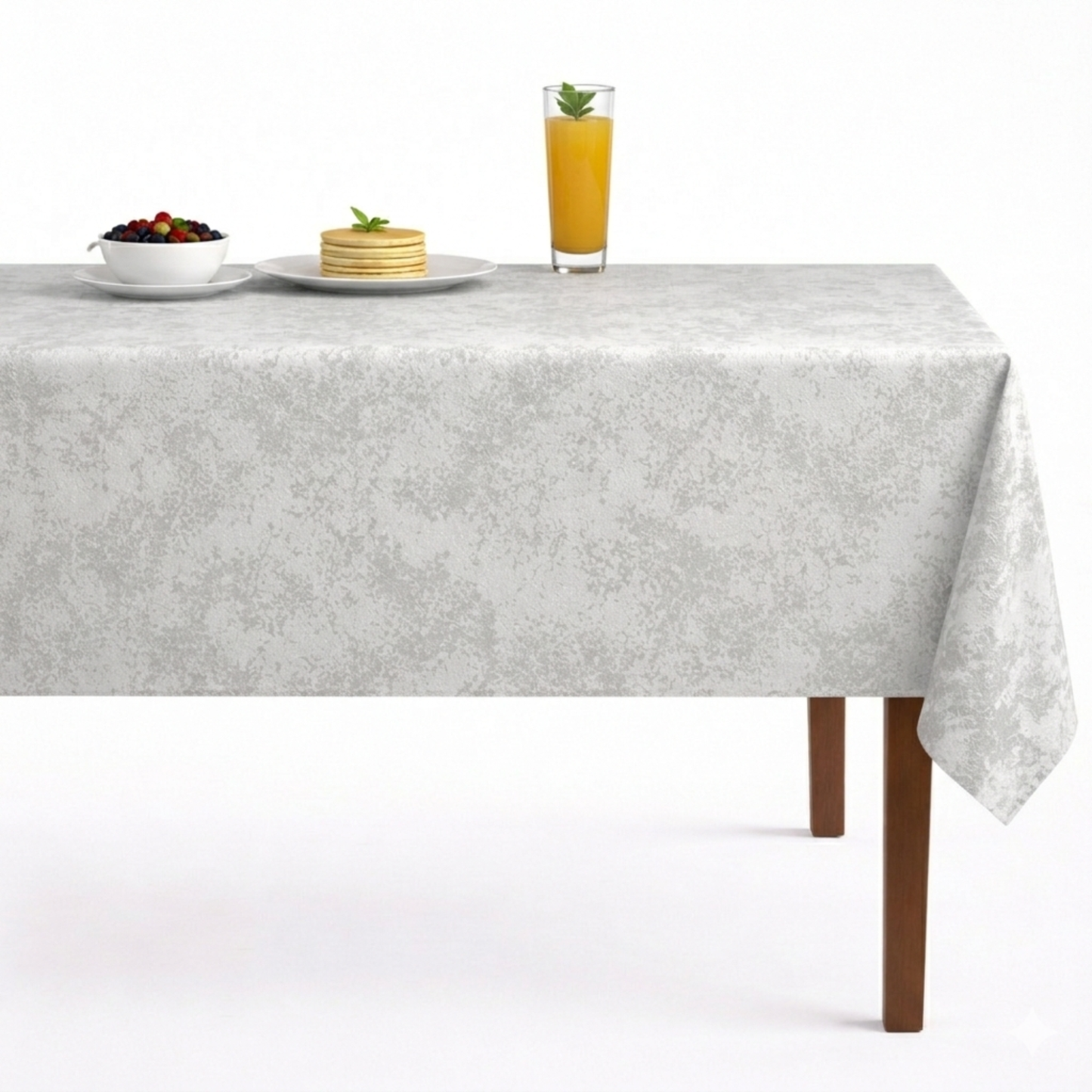 Stardust Metallic Jacquard Tablecloth - White/Silver