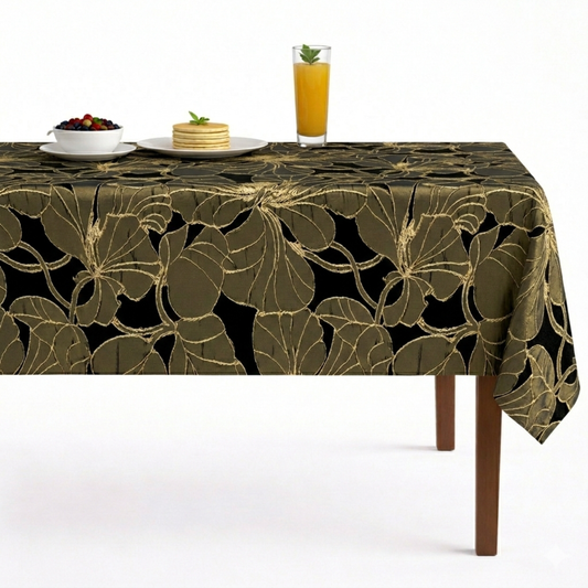 Black Cambridge Floral Jacquard Tablecloth