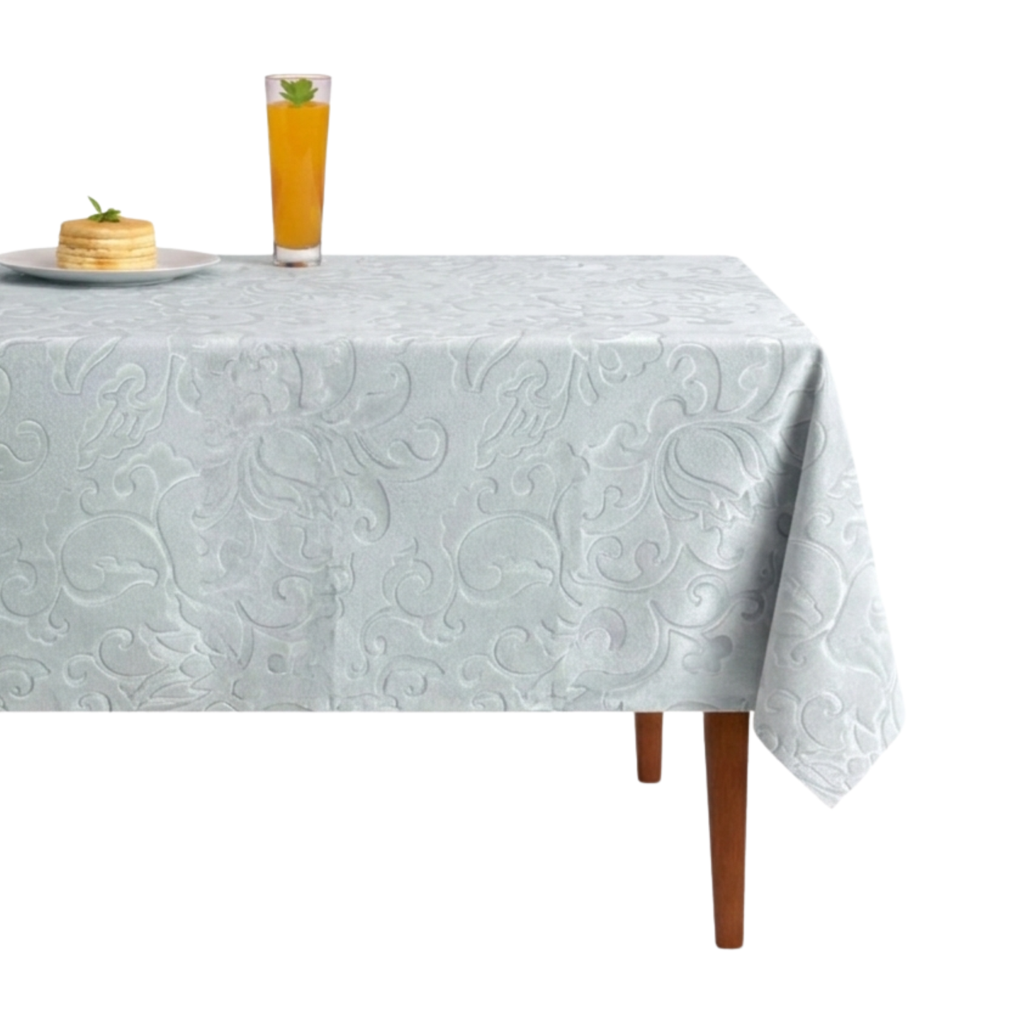 Vails Brocade Velvet  Tablecloth - White