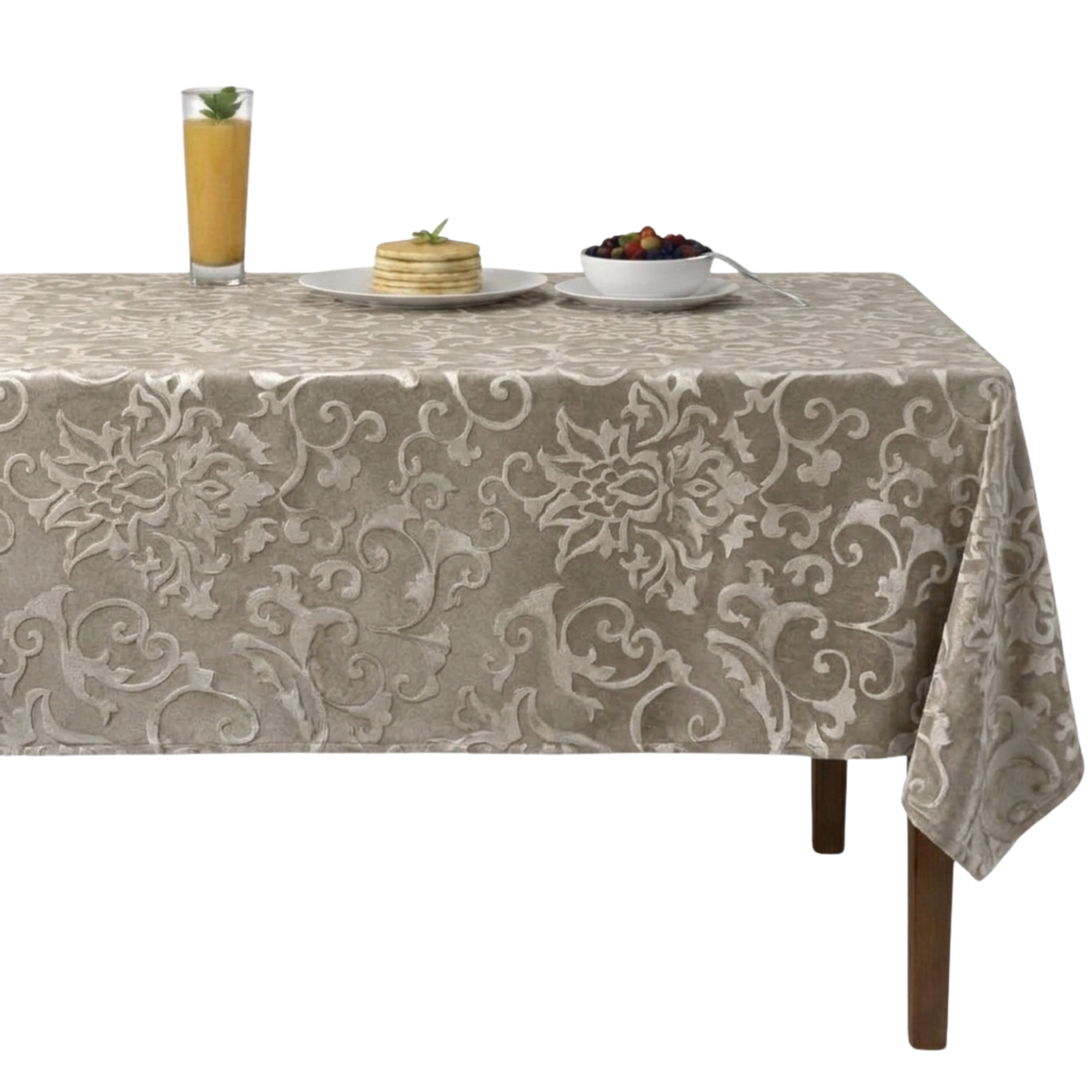 Vails Brocade Velvet Tablecloth - Champagne