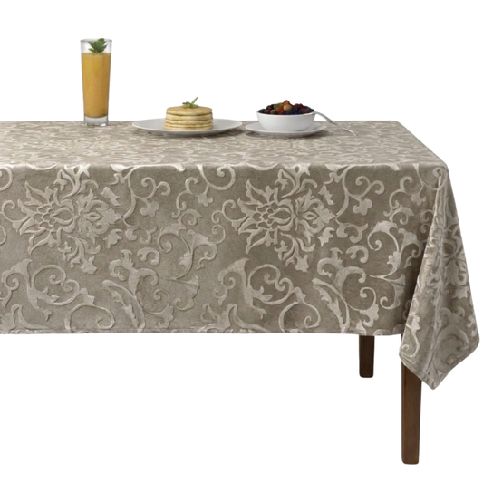 Vails Brocade Velvet Tablecloth - Champagne