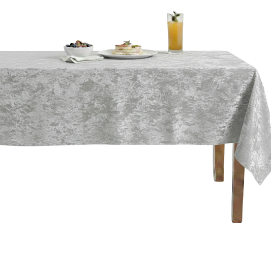 Riverdale Crushed Velvet Tablecloth – White