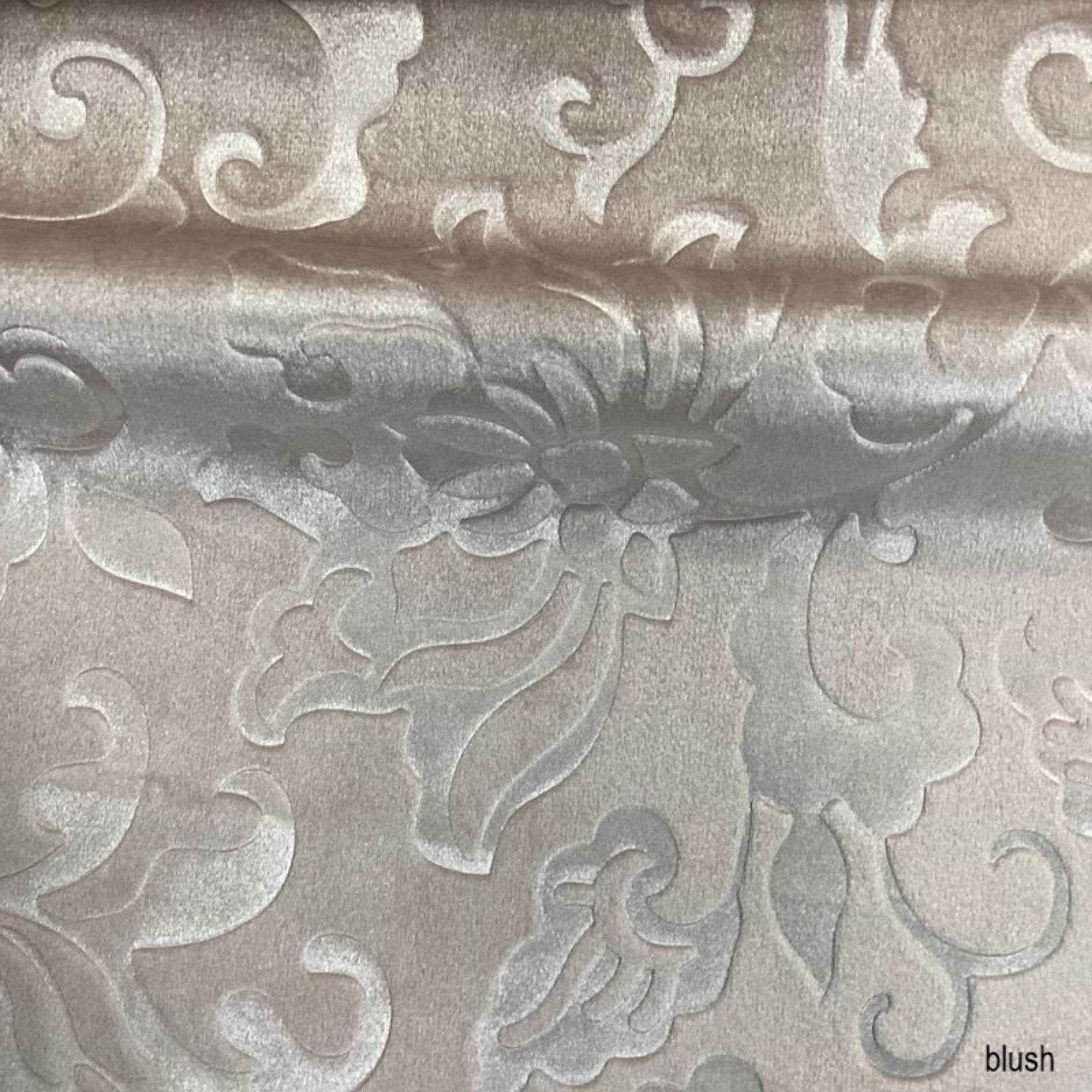 Blush Brocade Velvet Fabric by the Yard