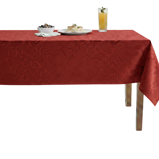 Vails Brocade Velvet Tablecloth - Burgundy