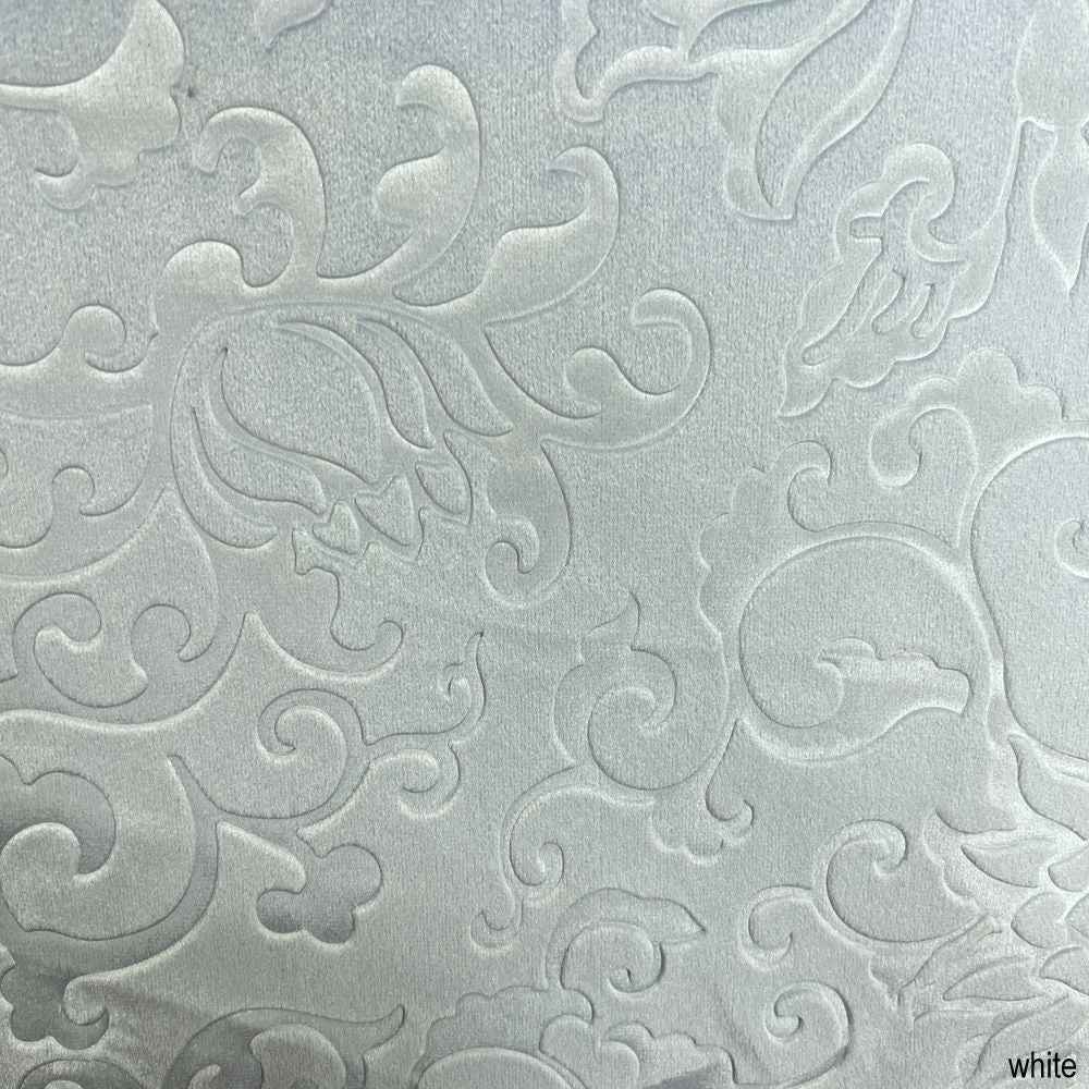 White Vails Brocade Velvet - Custom Tablecloths