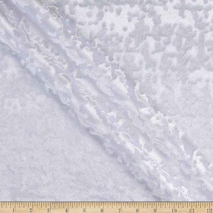 White Abstract Crushed Velvet Fabric by the Yard - 118 Inch Wide