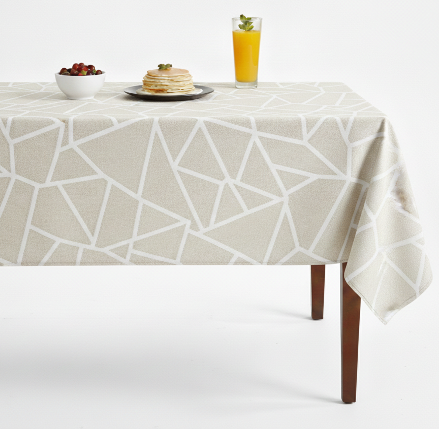 Triangle Metallic Jacquard Tablecloth - White
