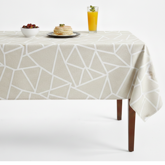 Triangle Metallic Jacquard Tablecloth - White