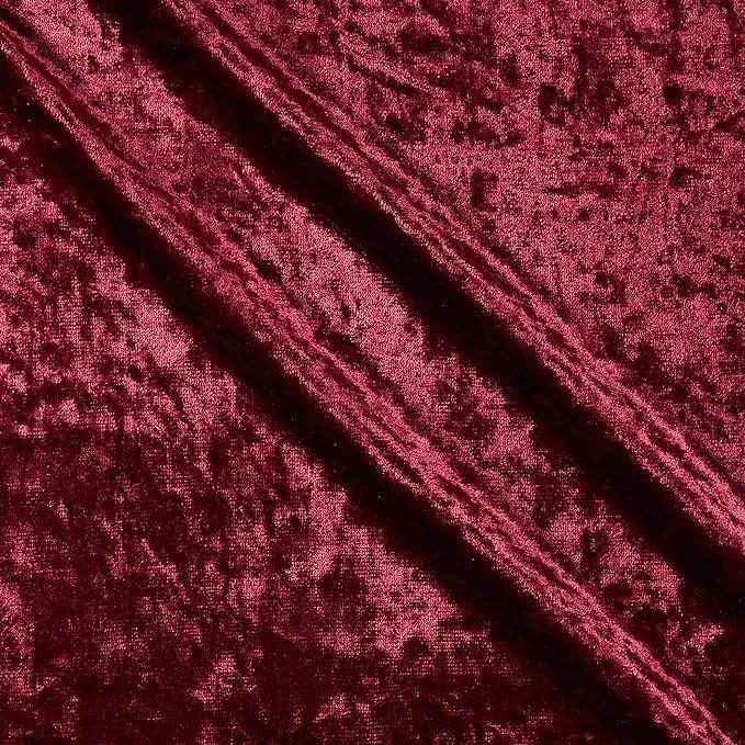 Burgundy Shiny Crushed Velvet Fabric by the Yard - 72 Inch Wide
