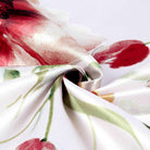 Rose TROPICAL Floral Digital Print Satin Fabric - Cotton Hand - 58 Inch. in Width Fabric by the Yard - 58 Inch Wide